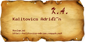 Kalitovics Adrián névjegykártya
